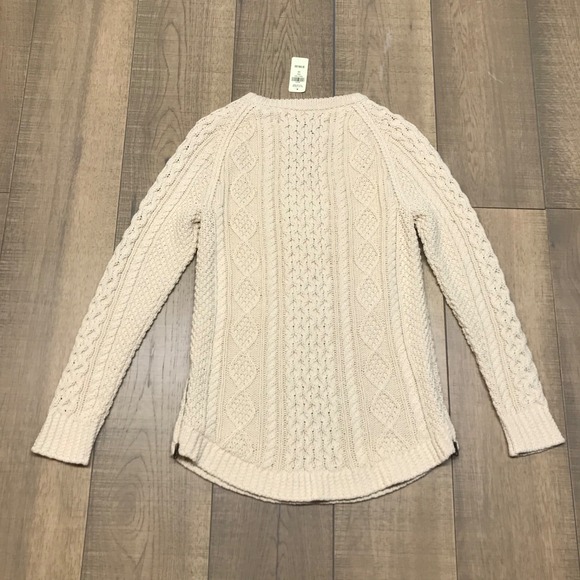 L.L. Bean Fisherman Sweater Tunic Womens Size XS Beige Signature Cotton Pullover - Picture 2 of 12